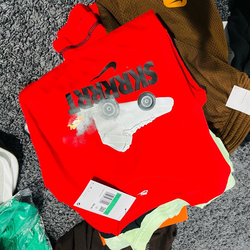 Nike Red Tee with Sneaker Graphic